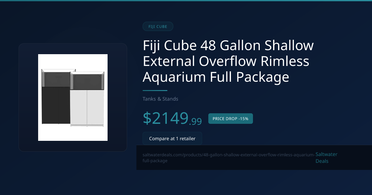 48 Gallon Shallow External Overflow Rimless Aquarium Full Package ...